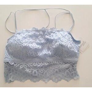 Tranquil & True Womens Size 2X Lace Bralette Double Strap Padded Blue Bra